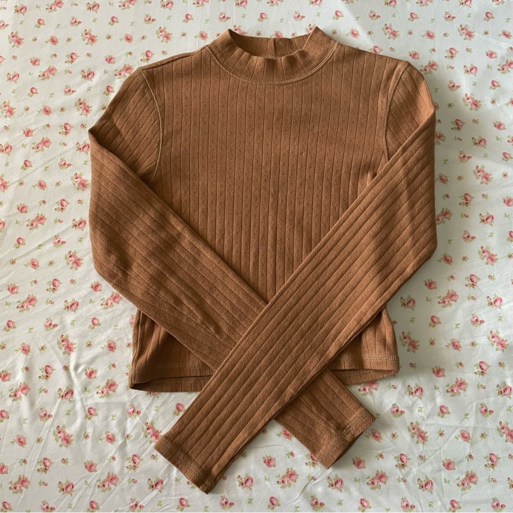 american eagle pointelle mock neck long sleeve